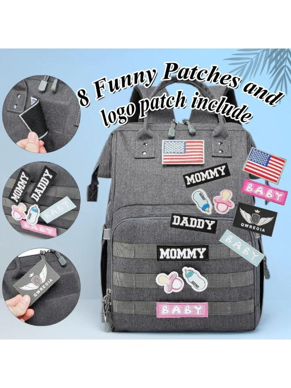 Stylish Tactical Diaper Backpack with USB Port for Parents - Dark Grey